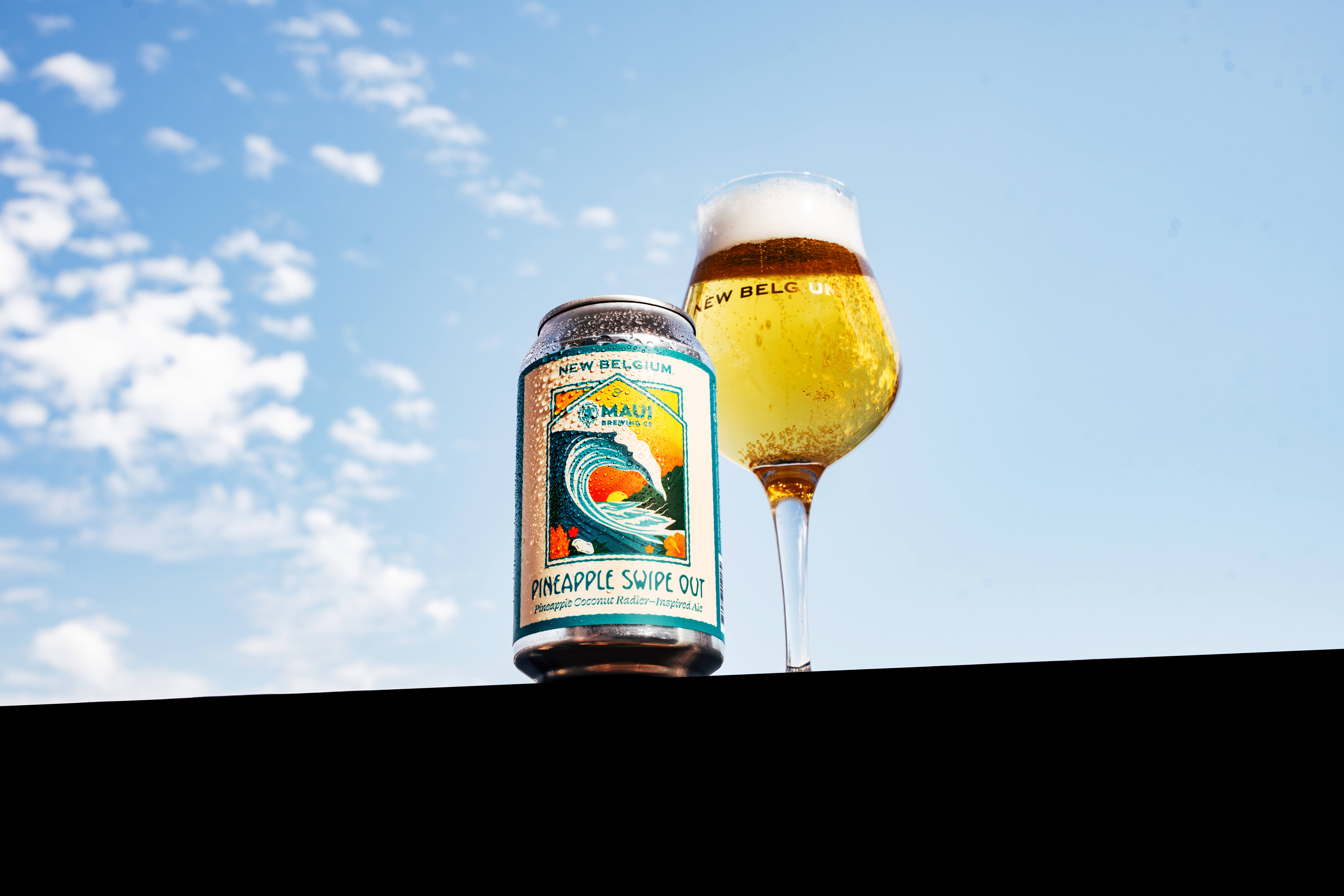 newbelgium maui brewing pineapple swipe out can and liquid