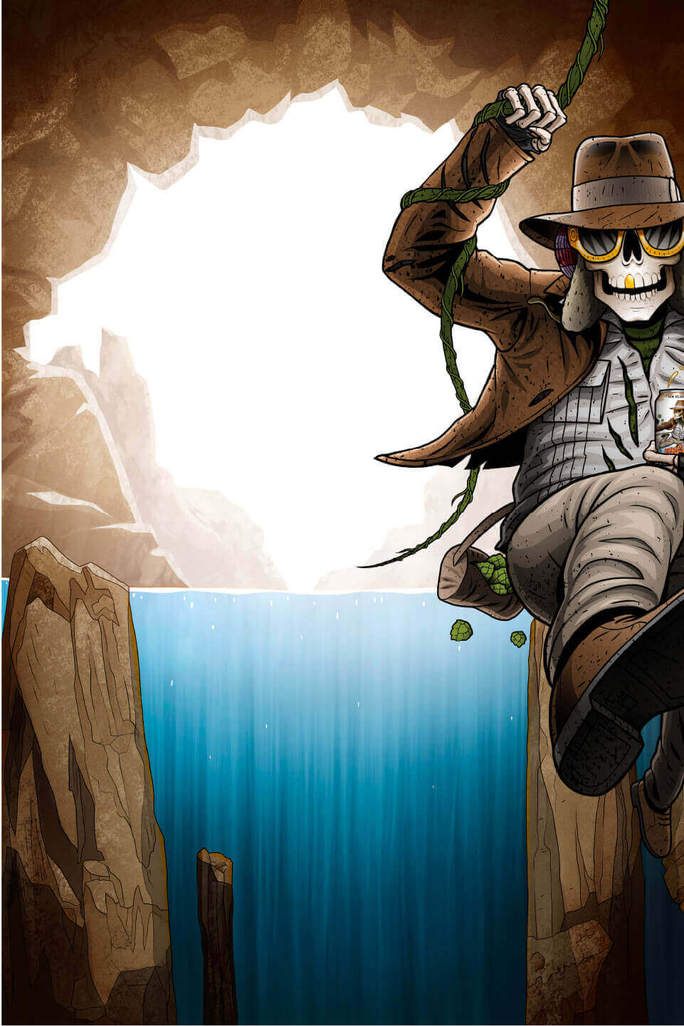 Voodoo Ranger Hop Raider character with an illustrated cave and waterfall background